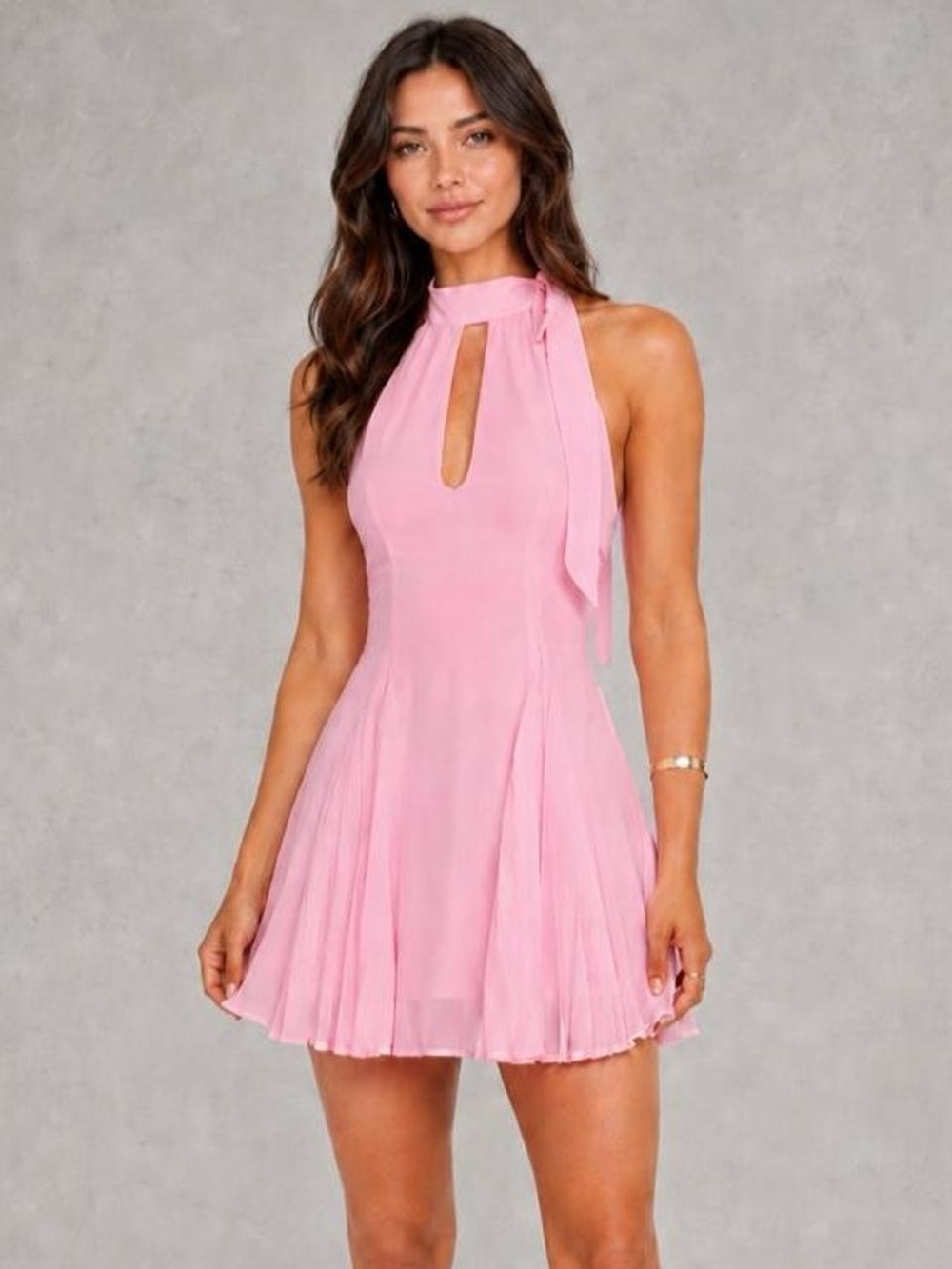 Princess Polly Pink Halter Keyhole Mini Dress